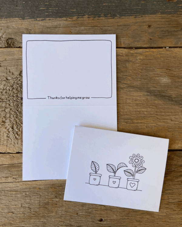"Colour Me" Teacher Appreciation Card POTTED PLANTS - Image 2