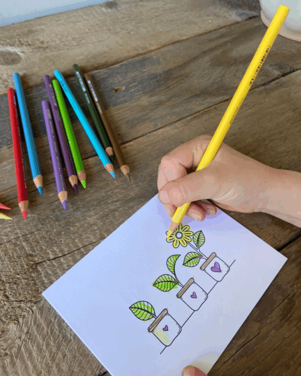 "Colour Me" Teacher Appreciation Card POTTED PLANTS - Image 3