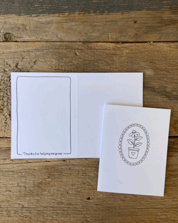 "Colour Me" Teacher Appreciation Card FLORAL OVAL - Image 2