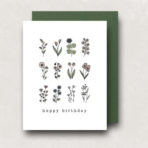 Birthday Card - Floral Stems