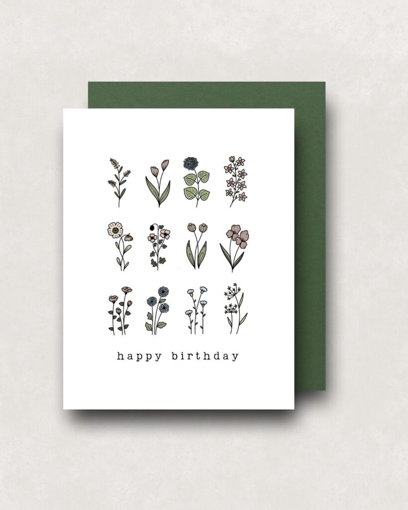 Birthday Card - Floral Stems