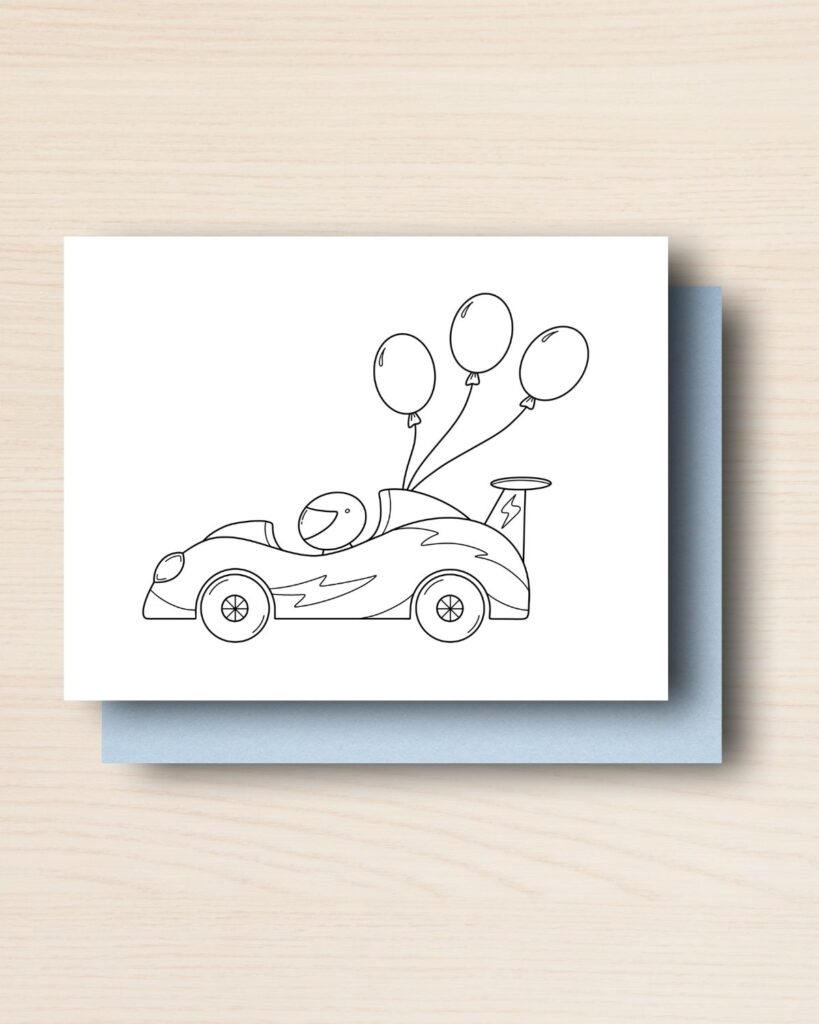 Colour-Me Birthday Card: RACECAR