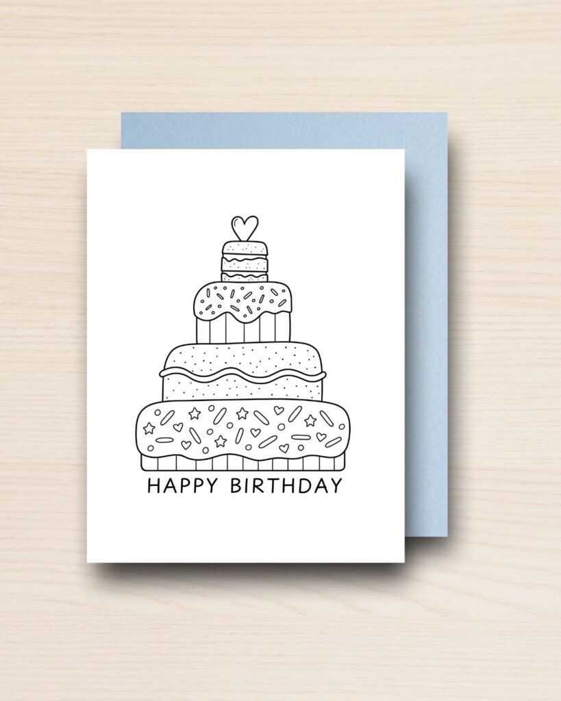 Colour-Me Birthday Card: CAKE
