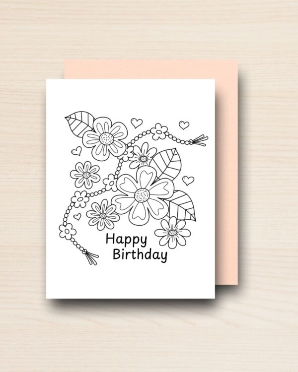 Colour-Me Birthday Card: FLOWER BRACELET