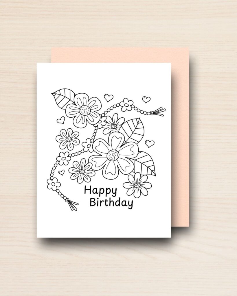 Colour-Me Birthday Card: FLOWER BRACELET