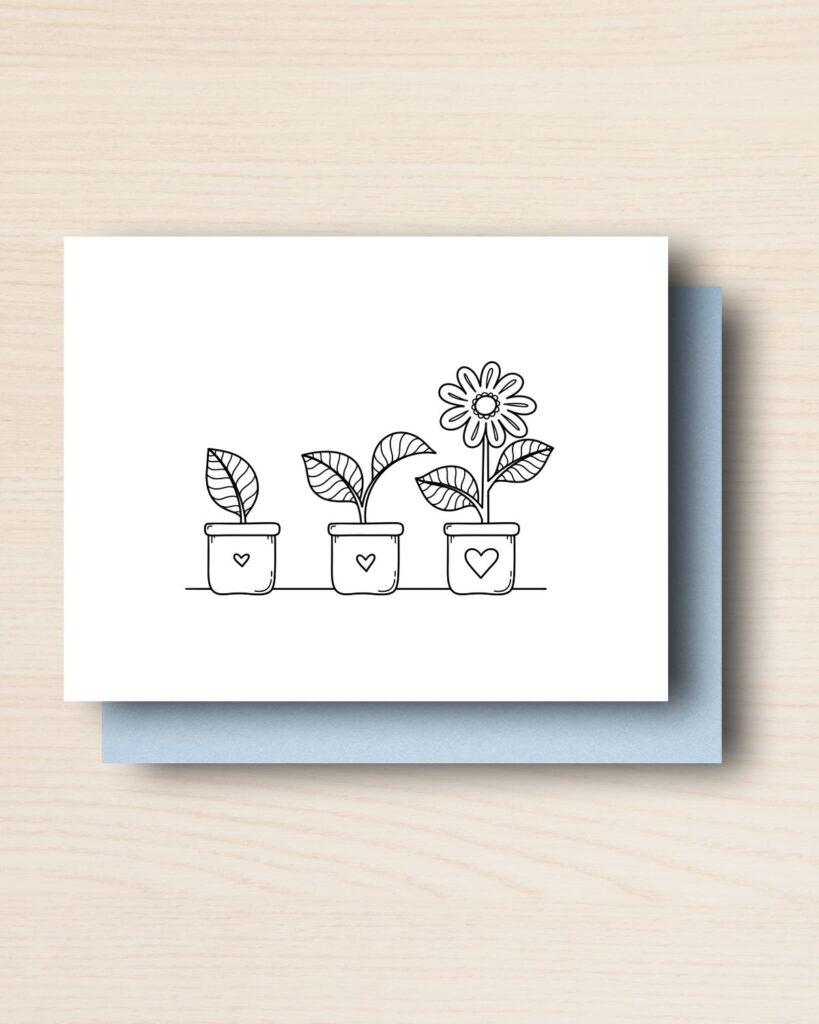 "Colour Me" Teacher Appreciation Card POTTED PLANTS