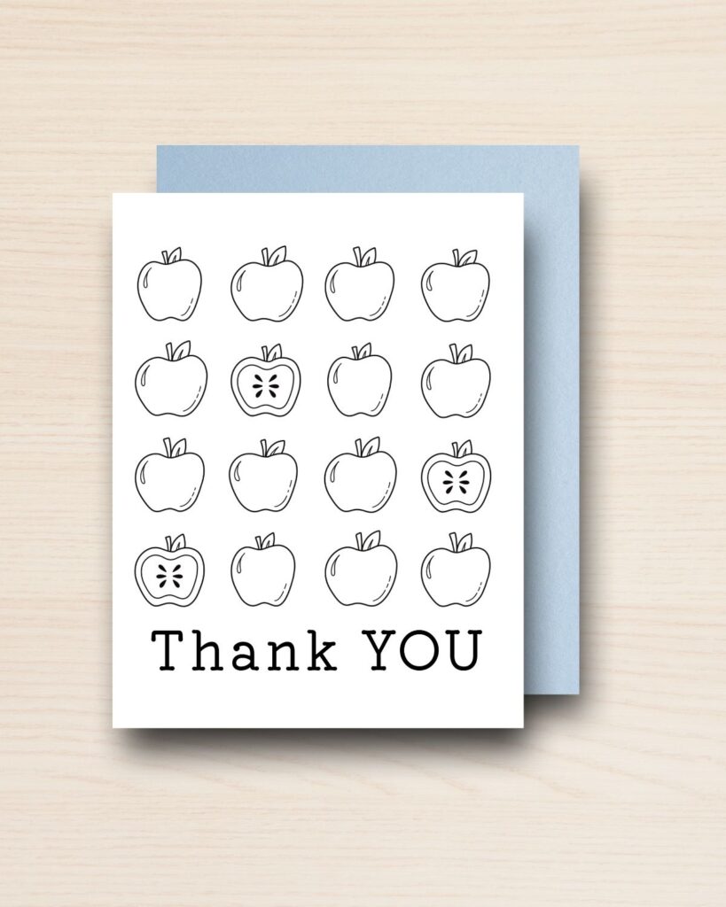 "Colour Me" Teacher Appreciation Card APPLES