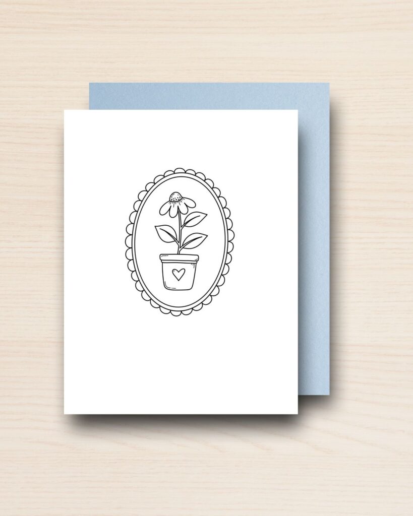 "Colour Me" Teacher Appreciation Card FLORAL OVAL